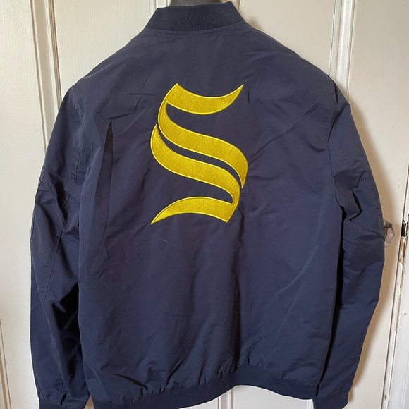 Jack & Jones Blue Men's Bomber Jacket, Size L - Picture 3 of 8